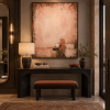 Earth Tone Terracotta Abstract Canvas Art Textured Geometric Minimalist Painting for Luxury Hotel Villa Living Room Decor