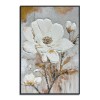 Hand-Painted Modern Abstract Style White Flowers 3D Textured Gold Leaf Oil Painting Canvas Wall Art Living Room Decoration