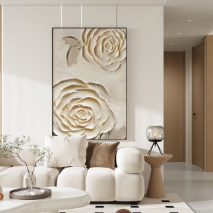 Original Art Factory Custom 100% Handpainted Modern Large White 3d Textured Flower Oil Paintings for Home Decor Wall Art Hanging