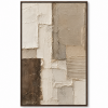 Vertical Beige Brown 3D Textured Abstract Wall Art Architectural Texture Canvas Painting for Hotel Corridor Villa Office Decor