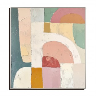 Arches of Serenity-abstract Geometric Oil Painting, Soft Pastel Tones Textured Wall Art for Home Decor