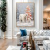 Arctic Glow – Polar Bear Family Textured Christmas Oil Painting