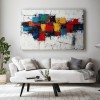 Artful Chaos: Colorful Geometric abstract Oil Painting - Bold Multicolor Wall Art, Modern Decor for Living Room Interiors