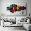 Artful Chaos: Colorful Geometric abstract Oil Painting - Bold Multicolor Wall Art, Modern Decor for Living Room Interiors