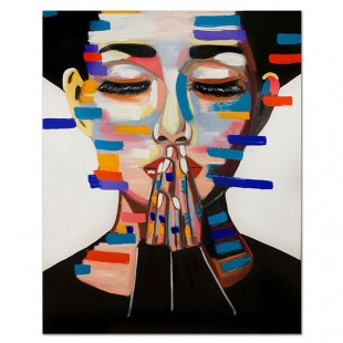 Belle-Modern abstract Woman Face Art - Vibrant Color Blocks Wall Painting