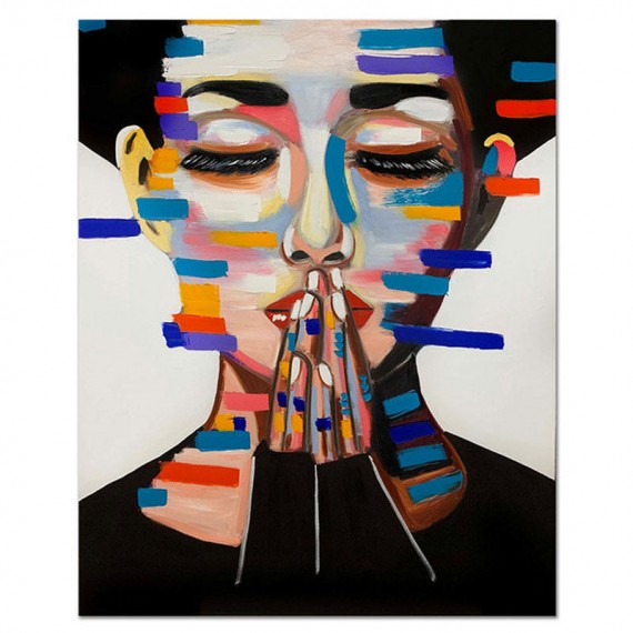 Belle-Modern abstract Woman Face Art - Vibrant Color Blocks Wall Painting