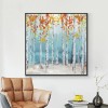 Birch-Autumn Birch Forest Oil Painting with Colorful Foliage | Modern Wall Art for Home Decor