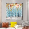 Birch-Autumn Birch Forest Oil Painting with Colorful Foliage | Modern Wall Art for Home Decor