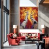 Birch tree abstract Oil Painting - Large Textured Wall Art