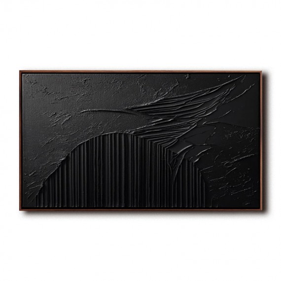 Black Depth-Monochrome Textured abstract Painting for Contemporary Interiors