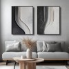 Black, Grey Textured Curved abstract Wall Art - Stylish Accent for Contemporary Homes