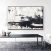 Black and White abstract Oil Painting: Minimalist Wall Decor