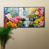 Bloomfall Symphony-Textured Oil Painting, Colorful Floral Waterfall Landscape Art for Home Wall Decor
