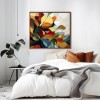Blooming Essence - Colorful abstract Floral Oil Painting - Vibrant Multicolor Wall Art, Modern Botanical Decor for Living Room & Bedroom