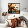 Blooming Essence - Colorful abstract Floral Oil Painting - Vibrant Multicolor Wall Art, Modern Botanical Decor for Living Room & Bedroom
