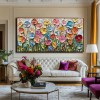 Blooming Meadow-Colorful Textured Floral Oil Painting for Living Room Decor