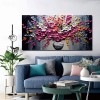 Blooming Melody-Impasto Colorful Flower Bouquet in Vase Oil Painting, Vibrant Floral Wall Art for Home Decoration
