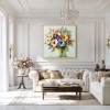 Blooming Symphony — 3D Textured Floral Bouquet Oil Painting, Colorful Flower Wall Art