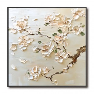 Blossom Grace-Handcrafted Textured Floral Painting for Elegant Home Decor