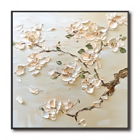 Blossom Grace-Handcrafted Textured Floral Painting for Elegant Home Decor
