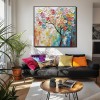 Blossom tree: Vibrant Serenity-Textured Colorful Flower tree Oil Painting, 3D Impasto Wall Art for Home Decor