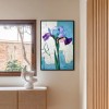 Breathe in Blue - Purple Iris on abstract Background Textured Minimalist Floral Painting