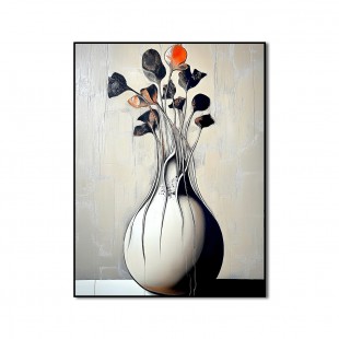 Burning Quiet - Minimalist abstract Vase Painting Sculptural Floral Still Life Wall Art
