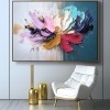 Burst of Bloom-abstract Colorful Flower Painting with Impasto Texture, Modern Wall Art Decor for Living Room