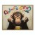 Caffeine Muse : Whimsical Monkey Drinking Coffee with Colorful abstract Letters - Playful Oil Painting, Unique Wall Decor for Modern Living Spaces