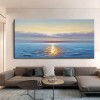 Calming Horizon-Coastal Sunrise Textured Oil Painting for Modern Decor