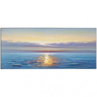 Calming Horizon-Coastal Sunrise Textured Oil Painting for Modern Decor