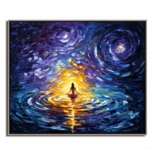 Celestial Reflection – abstract Meditation Oil Painting