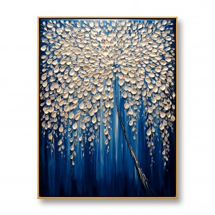 Celestial Veil - Textured abstract Floral tree Oil Painting