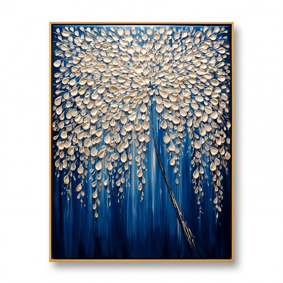 Celestial Veil - Textured abstract Floral tree Oil Painting