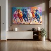 Colorful Running Horses Canvas – abstract Large Horse Wall Art