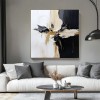 Crossroads of Serenity-Minimalist Black and White abstract Art: Hand - painted Oil on Canvas