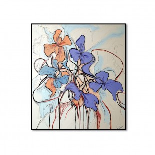 Dancing Petals - Large abstract Floral Painting for Modern Elegant Wall Decor