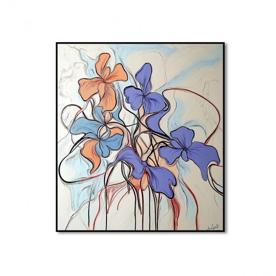 Dancing Petals - Large abstract Floral Painting for Modern Elegant Wall Decor