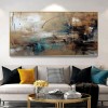 Desert Hues: abstract Horizon- Large Textured abstract Horizontal Canvas Wall Art: Warm Brown & Teal Toned Painting for Modern Living Room Decor