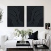 Dual Flow Elegance-Minimalist Black abstract Diptych Painting | Modern Textured Wall Art