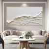 Dunes of Serenity-Beige and White Modern Horizontal Canvas Painting