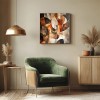 Earth Harmony: Modern abstract Geometric Wall Art - Framed Canvas Painting with Warm Brown & Black Shapes for Home Decor