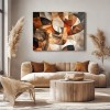 Earth Harmony: Modern abstract Geometric Wall Art - Framed Canvas Painting with Warm Brown & Black Shapes for Home Decor