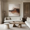 Earthbound Waves – abstract Textured Mountain Oil Painting , Framed Neutral Tones Wall Art for Home Decor