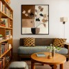 Earthtone Stillness - abstract Brown Botanical Painting Minimalist Textured Wall Art