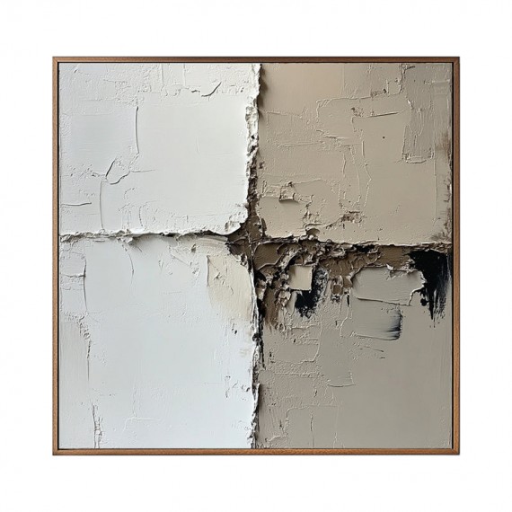 Earthy Balance-Wabi - Sabi Textured abstract Wall Art | Neutral Tones Framed Canvas for Minimalist Home Decor