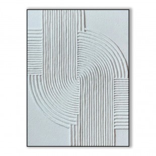 Echo of Silence-Minimalist White Wabi sabi abstract Art: Textured Line Painting for Home Office Decor