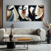 Echoes of Thought-abstract Multi - Facial Wall Art: Earthy - Toned Modern Decor for Living Spaces