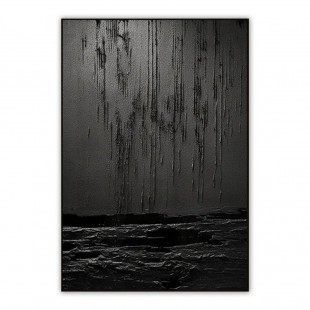 Eclipse of Shadows-Textured Black abstract Painting for Modern Home Decor