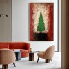 Emerald Flame - Green abstract Christmas tree Oil Painting on Canvas, Modern Textured Holiday Wall Art